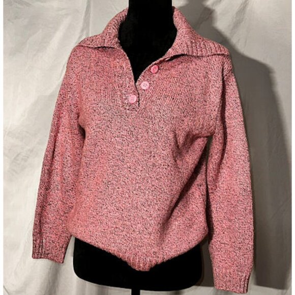Cozy Pink Henley Sweater with Collar - Picture 4 of 4